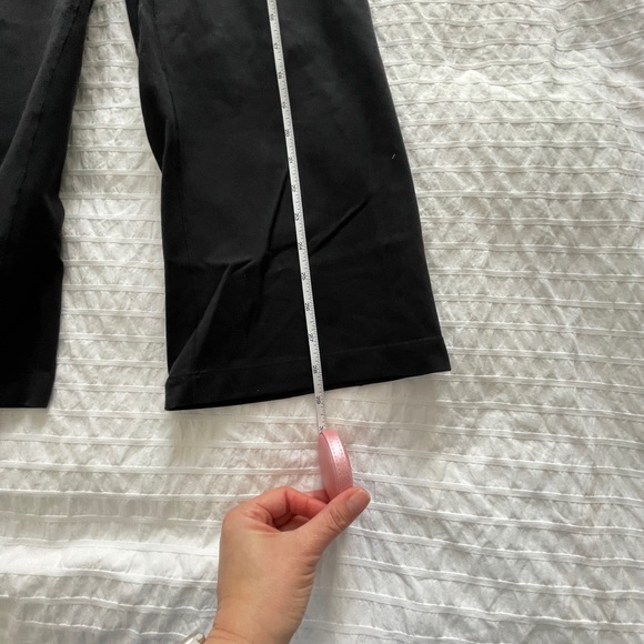 Lululemon black wide leg crop yoga pants. Size 4. White mesh detailing. - Picture 7 of 8